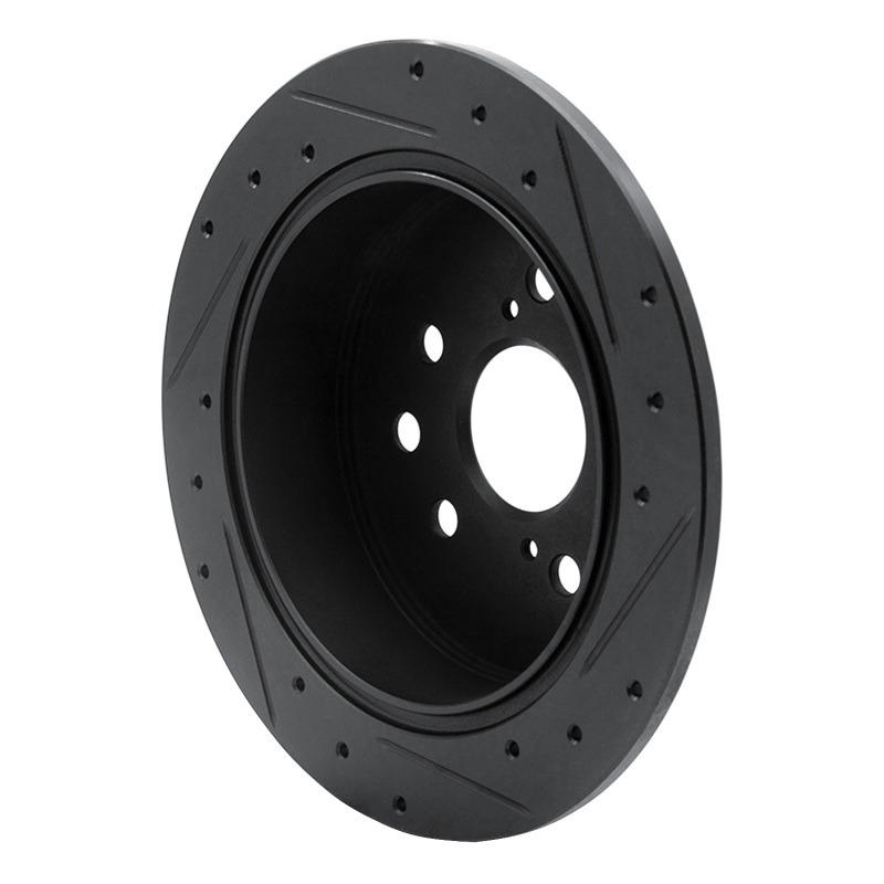 Lexus IS250 Brake Rotor (1) - Rear Left - R1 Concepts - Drilled & Slotted - Black - `06-`15